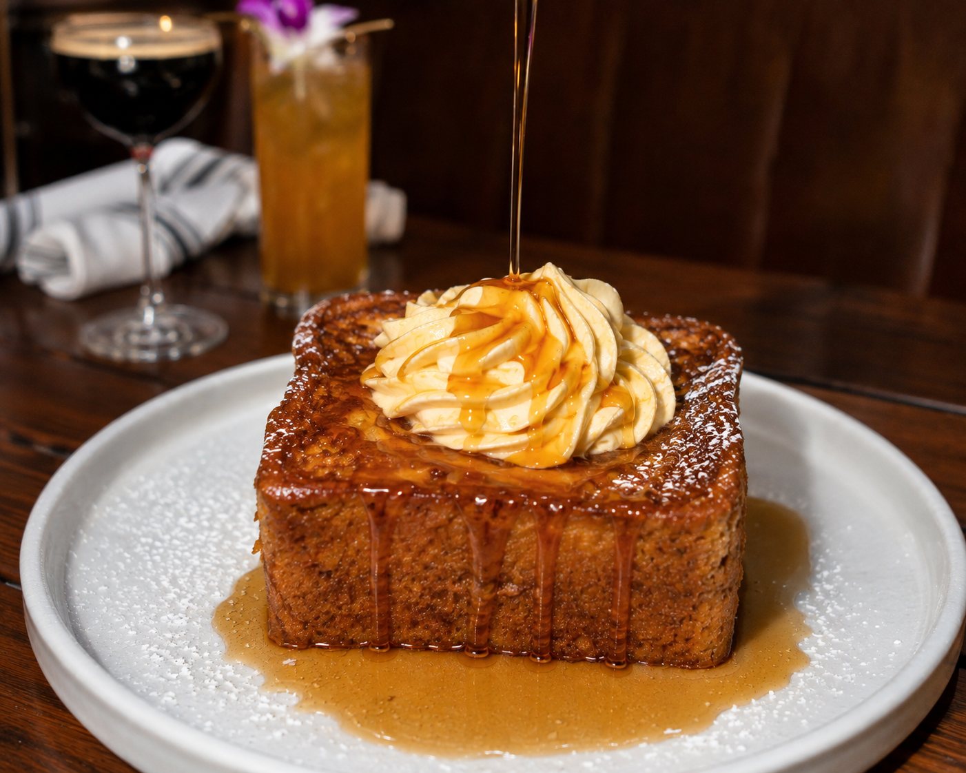 Crème brûlée French toast with mascarpone sabayon at Prose Kitchen & Bar weekend brunch