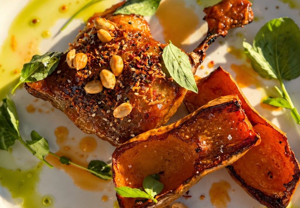Tamarind-glazed duck with honeynut squash